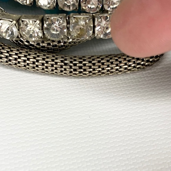 Turquoise Color Bead Rhinestone S.T. Mesh Bracelet - Picture 7 of 10